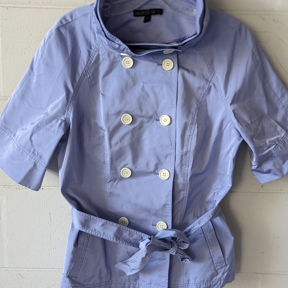 Lafayette 148 Double Breasted Belted Jacket short sleeve purple lilac